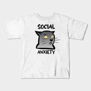 Cat with social anxiety Kids T-Shirt